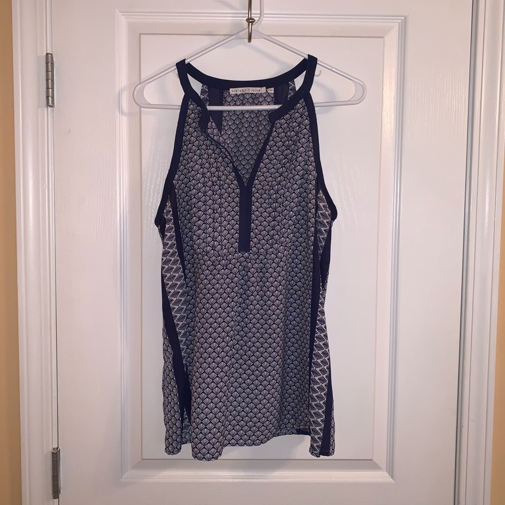 White and navy tank top